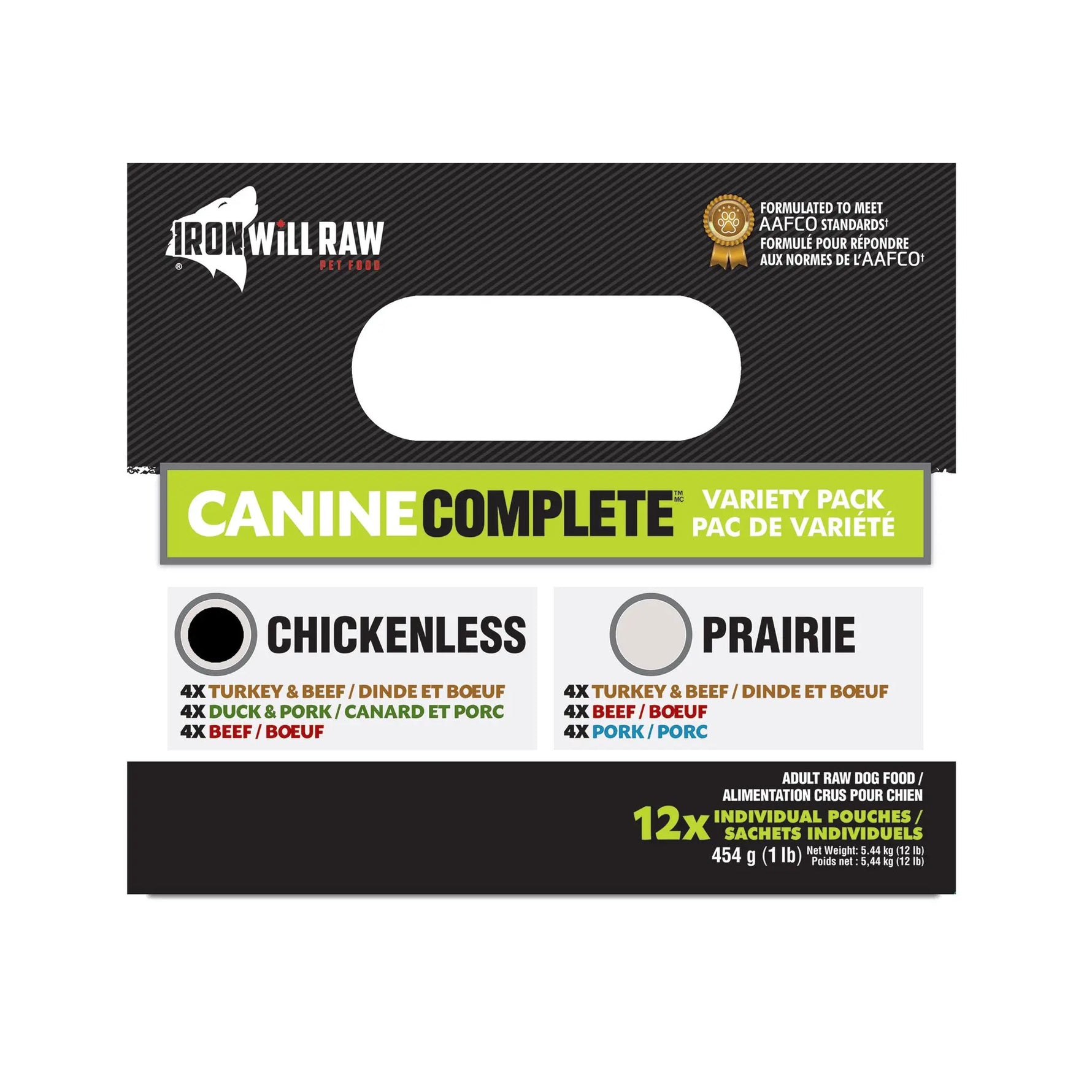 IRON WILL RAW - Canine Complete Chickenless Variety Pack 12Lb - Raw Dog Food - PAWMART.ca