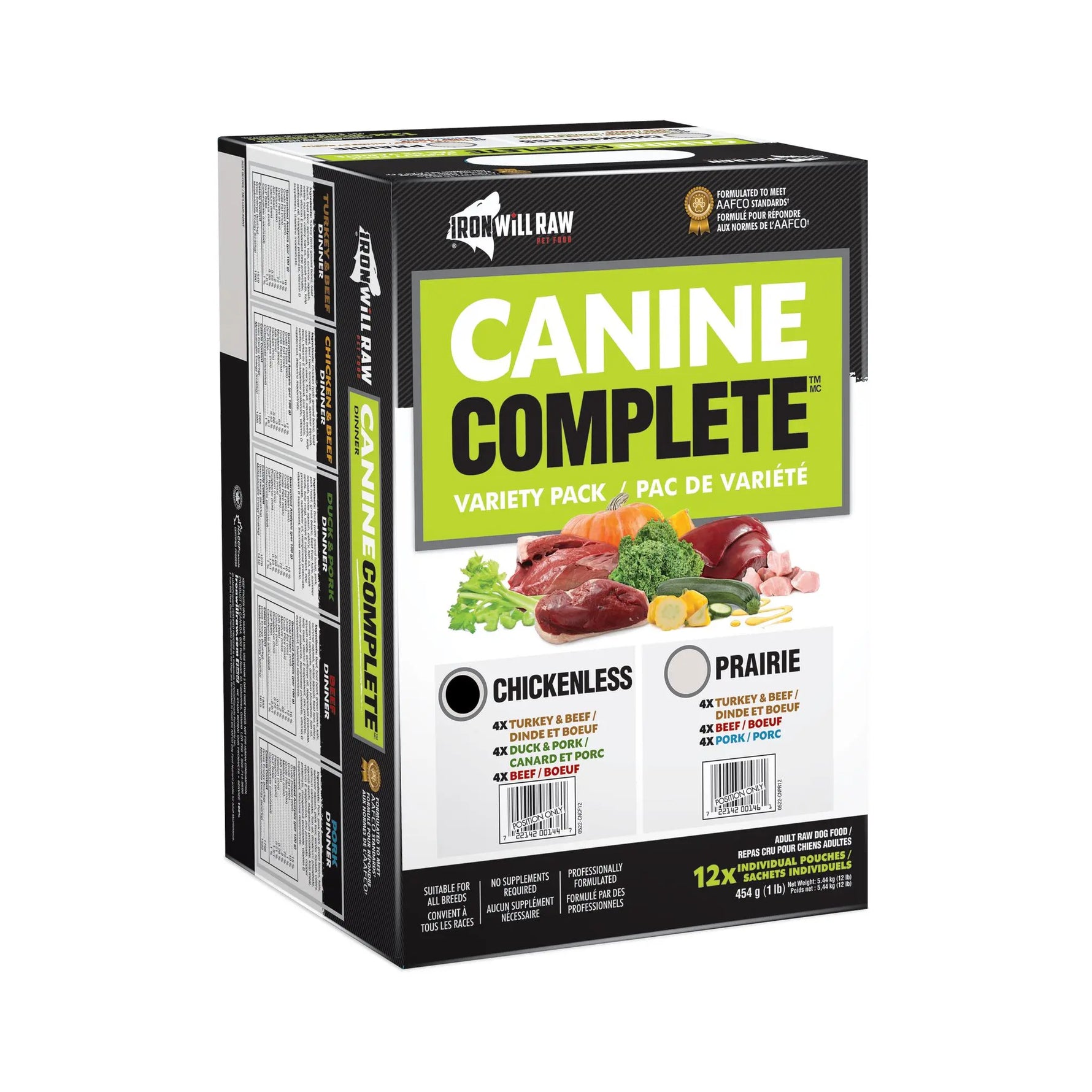 IRON WILL RAW - Canine Complete Chickenless Variety Pack 12Lb - Raw Dog Food IRON WILL RAW