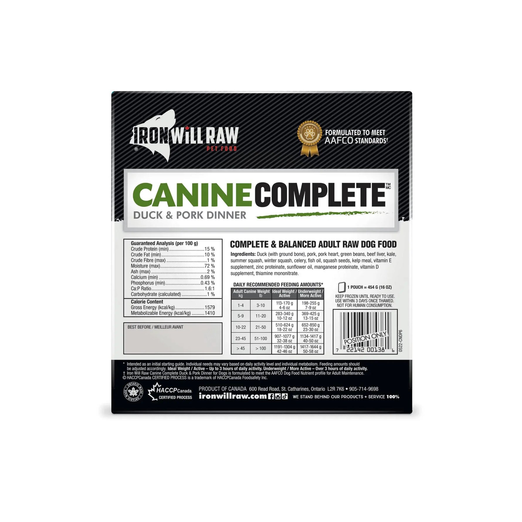 IRON WILL RAW - Duck & Pork Dinner Flat 6Lb - Raw Dog Food - PAWMART.ca