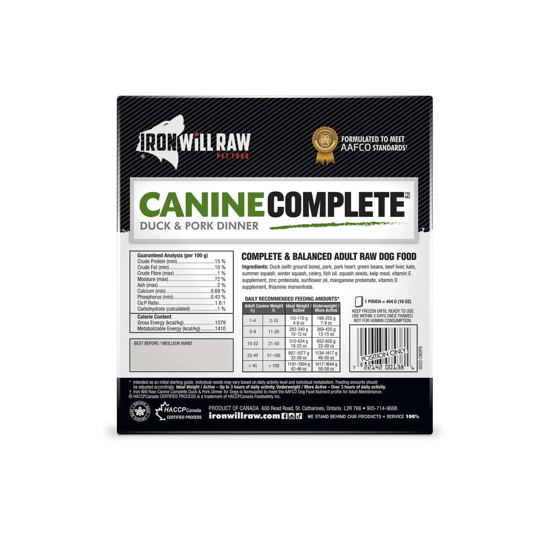 IRON WILL RAW - Duck & Pork Dinner Flat 6Lb - Raw Dog Food - PAWMART.ca Canadian Pet Store & Pet Grooming