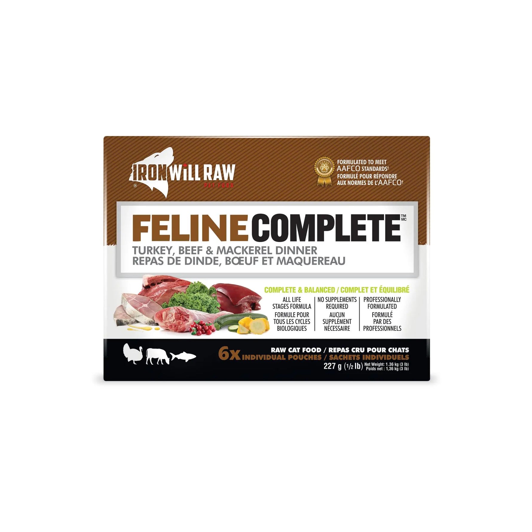 IRON WILL RAW - Feline Complete - Turkey, Beef & Mackerel - Raw Cat Food IRON WILL RAW