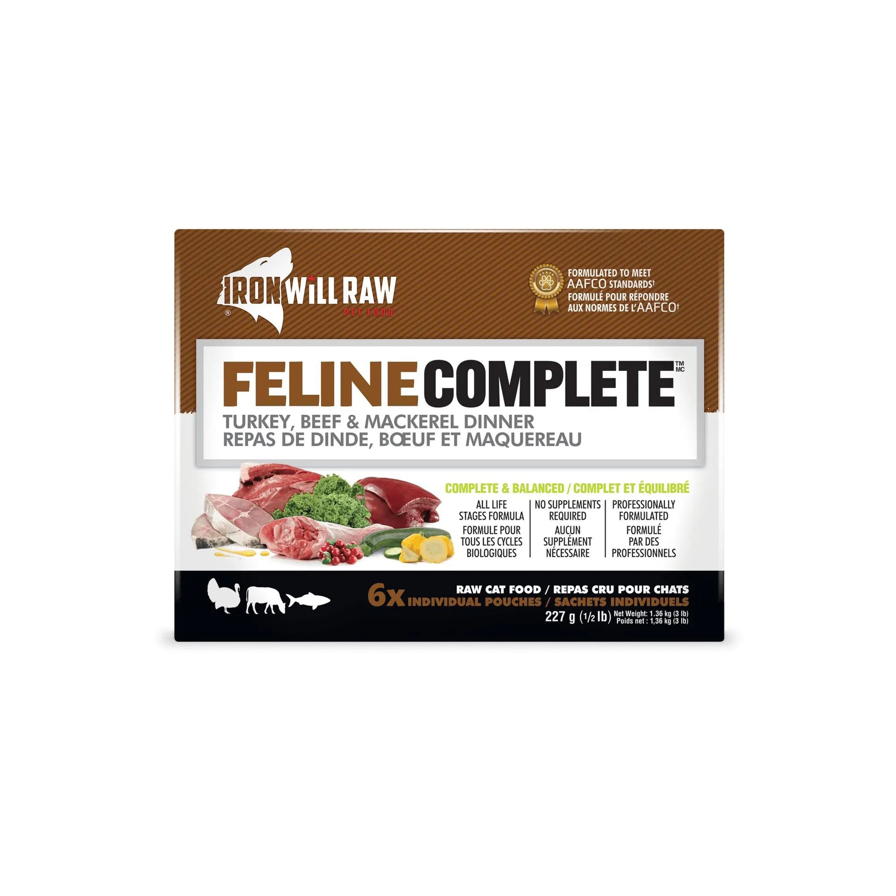 IRON WILL RAW - Feline Complete - Turkey, Beef & Mackerel - Raw Cat Food - PAWMART.ca