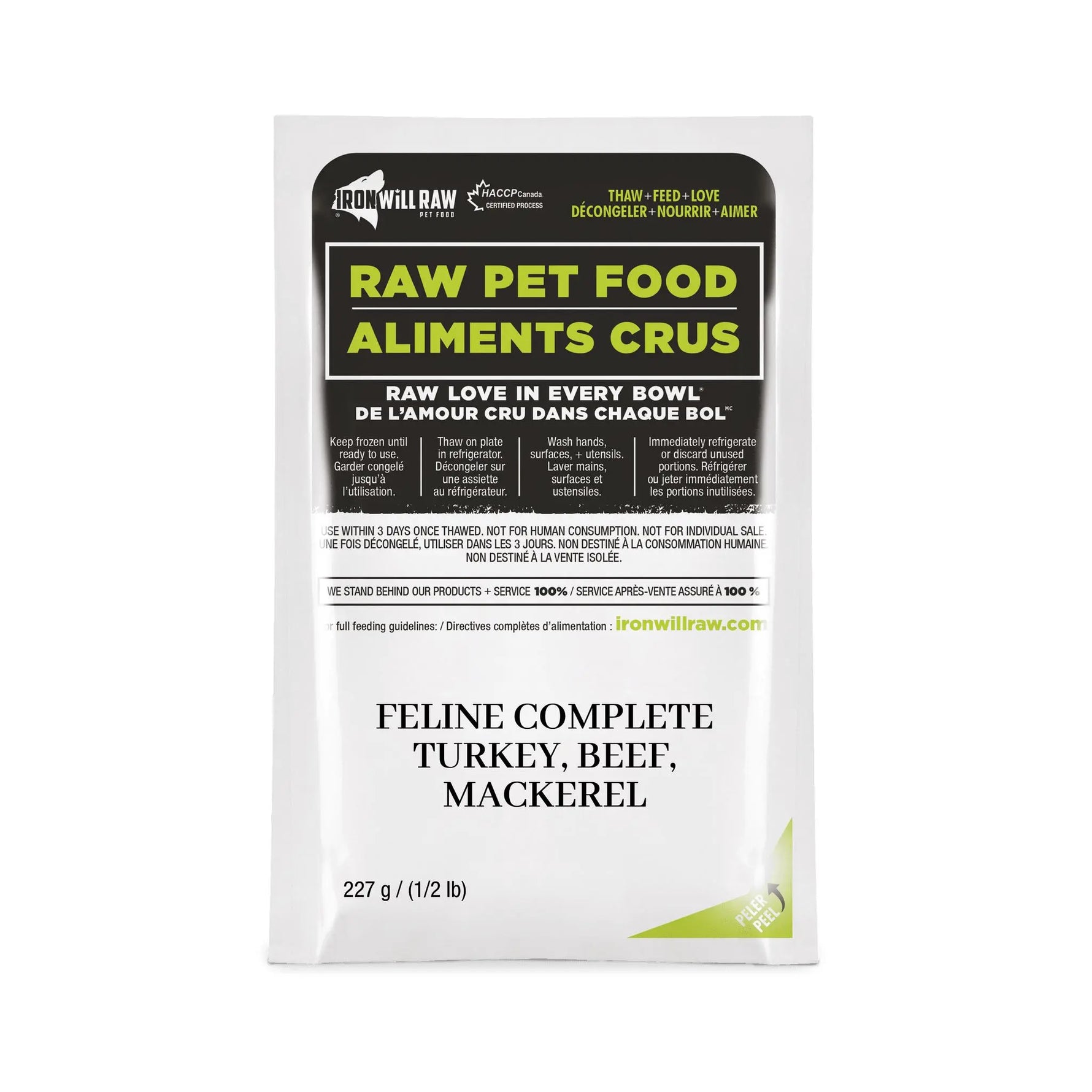 IRON WILL RAW - Feline Complete - Turkey, Beef & Mackerel - Raw Cat Food - PAWMART.ca