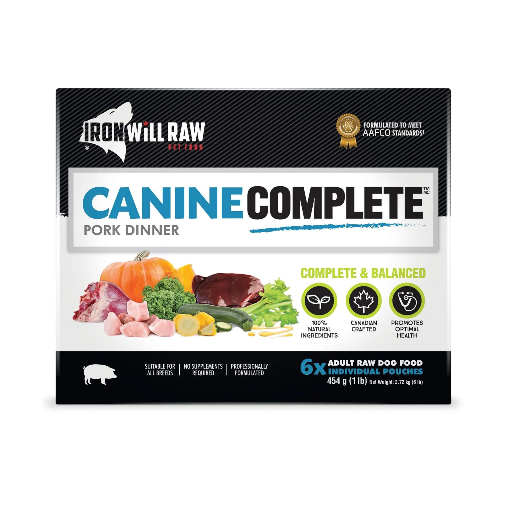 IRON WILL RAW - Pork Dinner Flat 6Lb - Raw Dog Food IRON WILL RAW