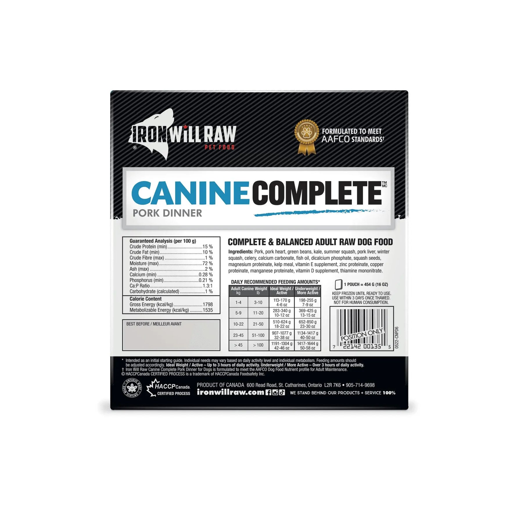 IRON WILL RAW - Pork Dinner Flat 6Lb - Raw Dog Food - PAWMART.ca