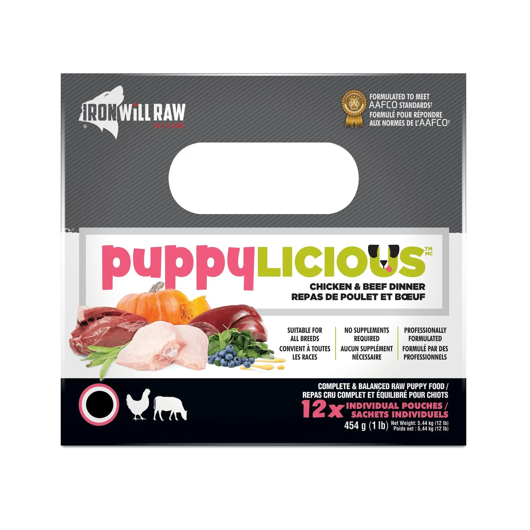 IRON WILL RAW - Puppylicious Chicken & Beef 12Lb - Raw Dog Food - PAWMART.ca