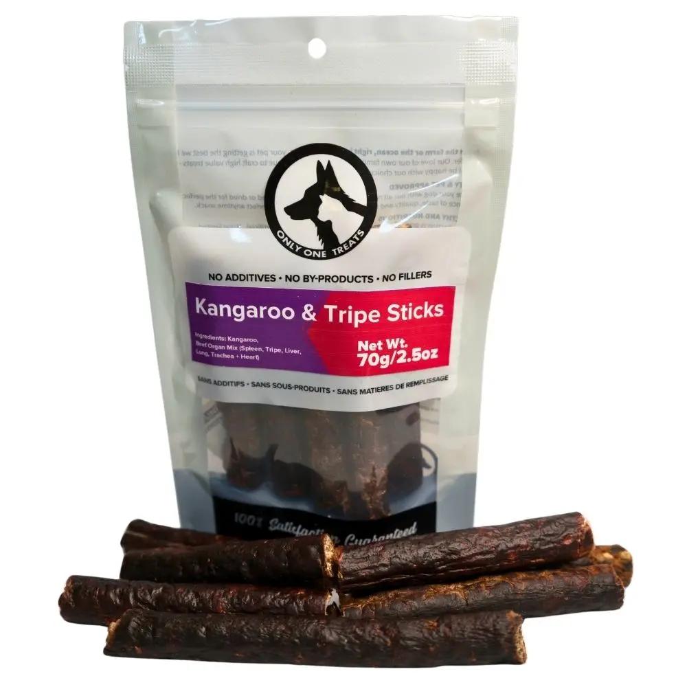 Kangaroo & Beef Tripe Sticks 70g Only One Treats