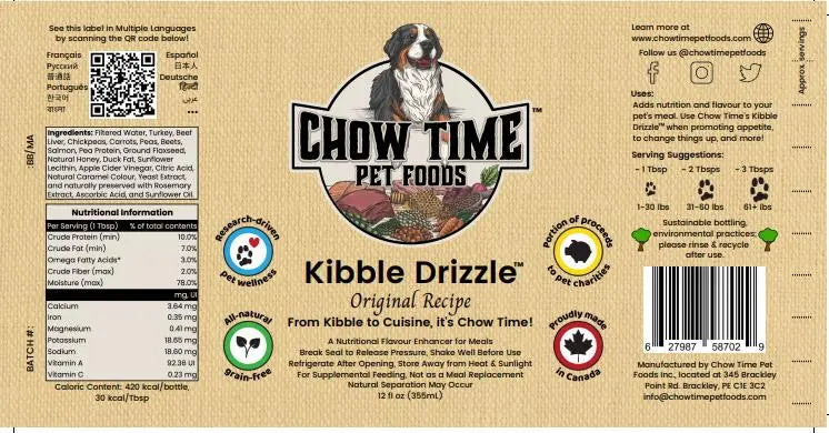 Kibble Drizzle - Orginal Recipe - Food Topper - PAWMART.ca Canadian Pet Store & Pet Grooming