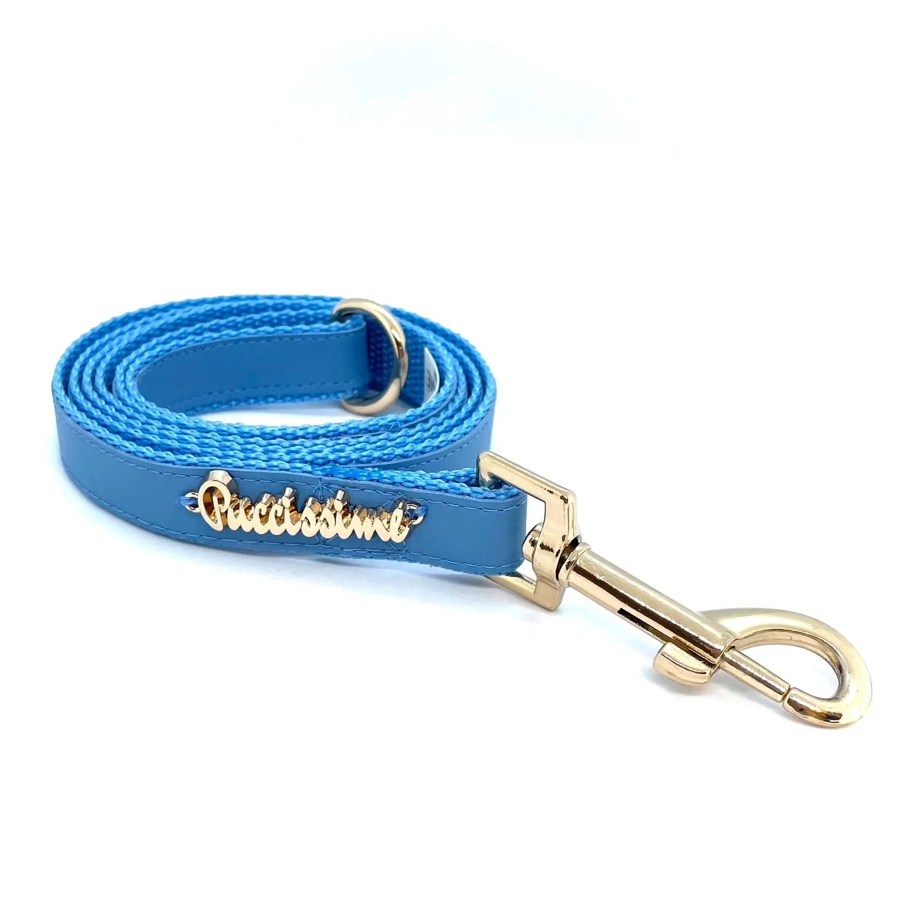 Maya Blue leash with hands-free extension Puccissimé Pet Couture
