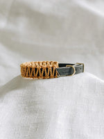 Ember & Ivory - Black/Mustard Leather & Macrame Collar - PAWMART.ca