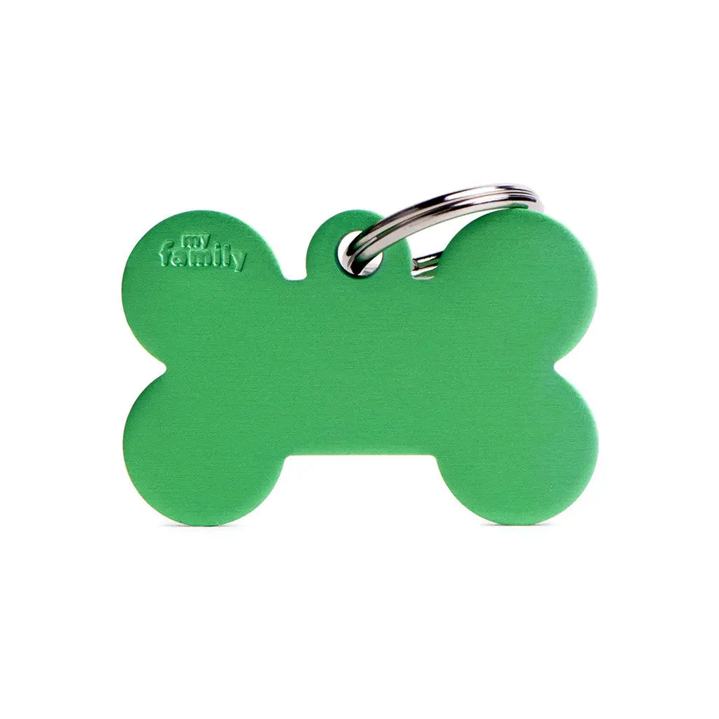 MyFamily Engraving Pet Tag - BASIC ALUMINUM BIG BONE - ALL COLOURS - BASIC ALUMINUM BIG BONE GREEN MyFamily