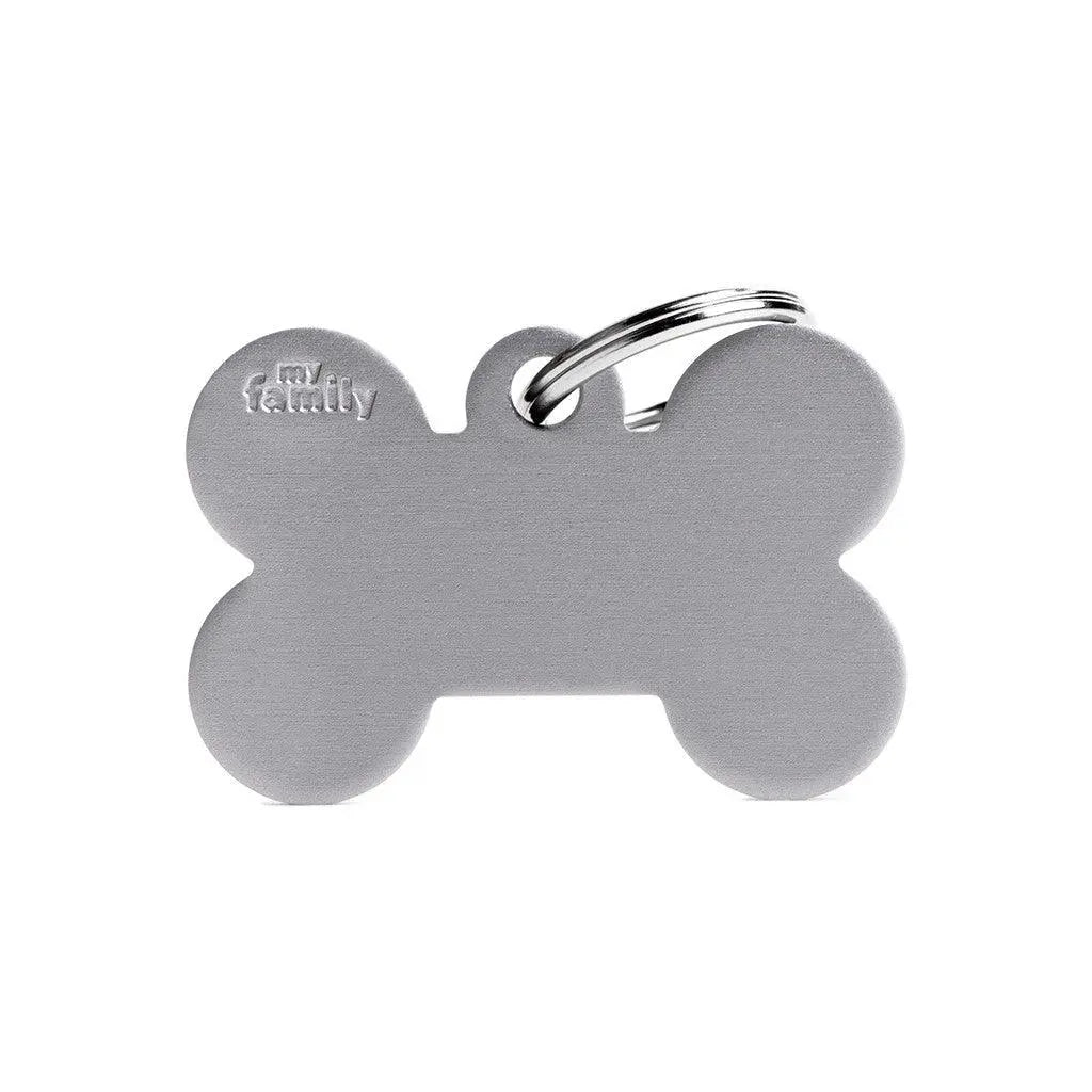 MyFamily Engraving Pet Tag - BASIC ALUMINUM BIG BONE - ALL COLOURS - BASIC ALUMINUM BIG BONE GREY - PAWMART.ca