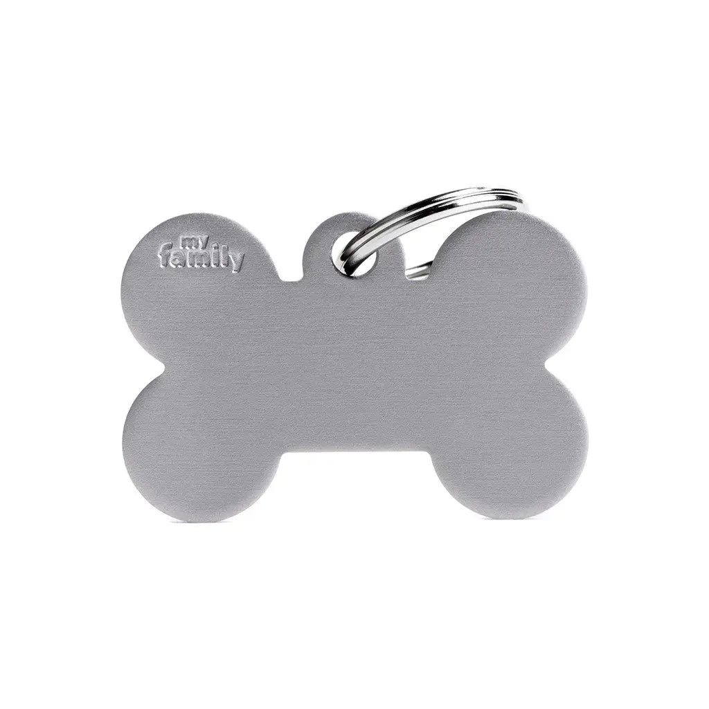 MyFamily Engraving Pet Tag - BASIC ALUMINUM BIG BONE - ALL COLOURS - BASIC ALUMINUM BIG BONE GREY MyFamily