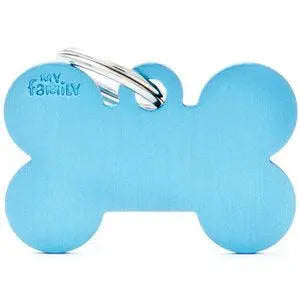 MyFamily Engraving Pet Tag - BASIC ALUMINUM BIG BONE - ALL COLOURS - BASIC ALUMINUM BIG BONE LIGHT BLUE - PAWMART.ca