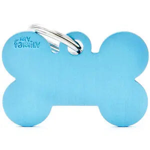 MyFamily Engraving Pet Tag - BASIC ALUMINUM BIG BONE - ALL COLOURS - BASIC ALUMINUM BIG BONE LIGHT BLUE MyFamily