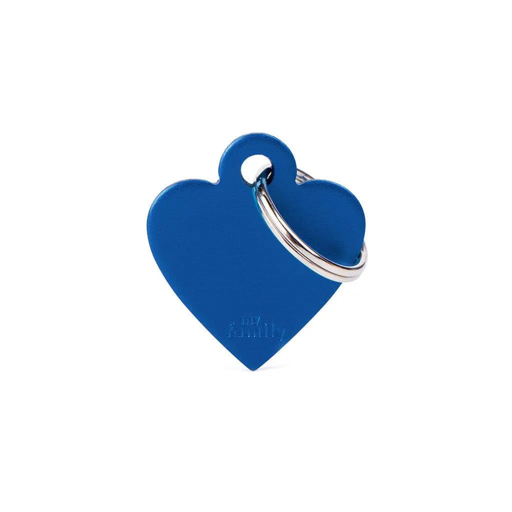 MyFamily Engraving Pet Tag - BASIC ALUMINUM BIG HEART BLUE - PAWMART.ca