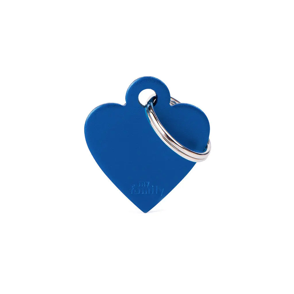 MyFamily Engraving Pet Tag - BASIC ALUMINUM BIG HEART BLUE MyFamily