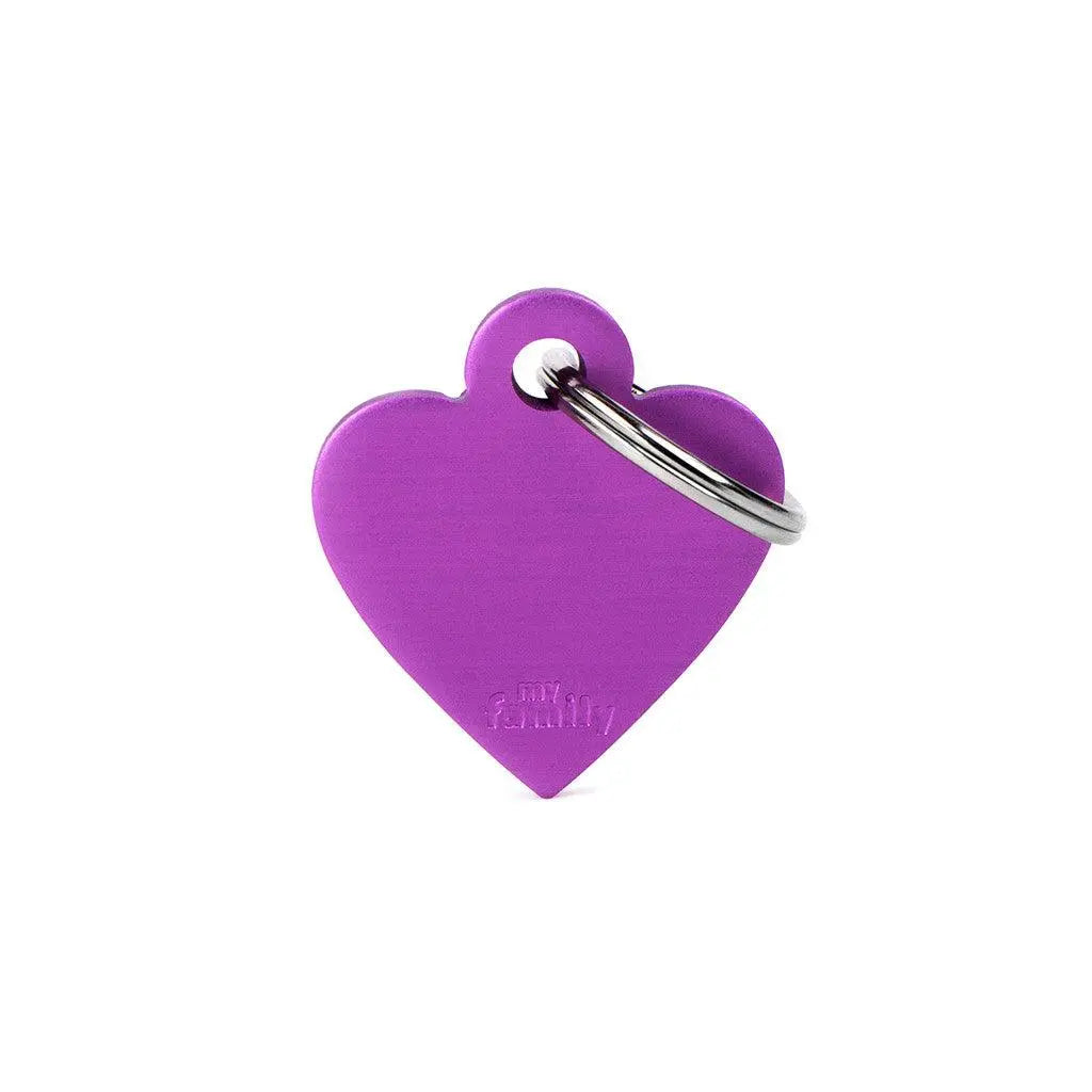 MyFamily Engraving Pet Tag - BASIC ALUMINUM BIG HEART PURPLE - PAWMART.ca