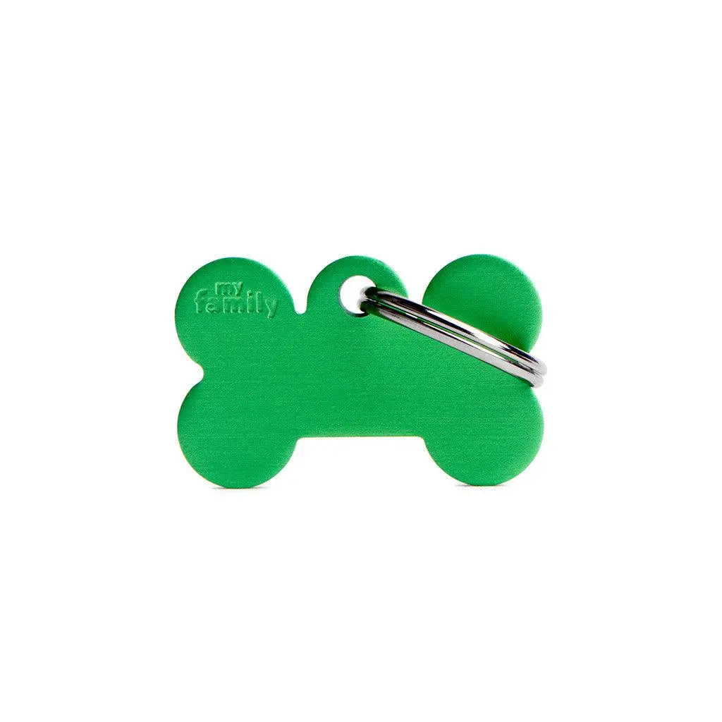 MyFamily Engraving Pet Tag - BASIC ALUMINUM SMALL BONE  - BASIC ALUMINUM SMALL BONE GREEN - PAWMART.ca