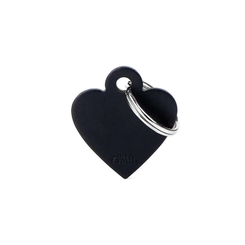 MyFamily Engraving Pet Tag - BASIC ALUMINUM SMALL HEART BLACK - PAWMART.ca