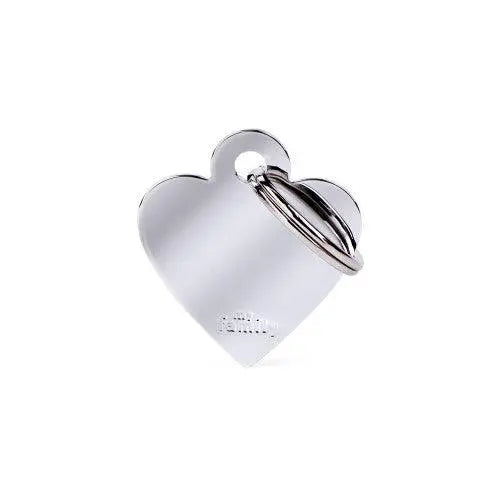 MyFamily Engraving Pet Tag - BASIC ALUMINUM SMALL HEART CHROME - PAWMART.ca