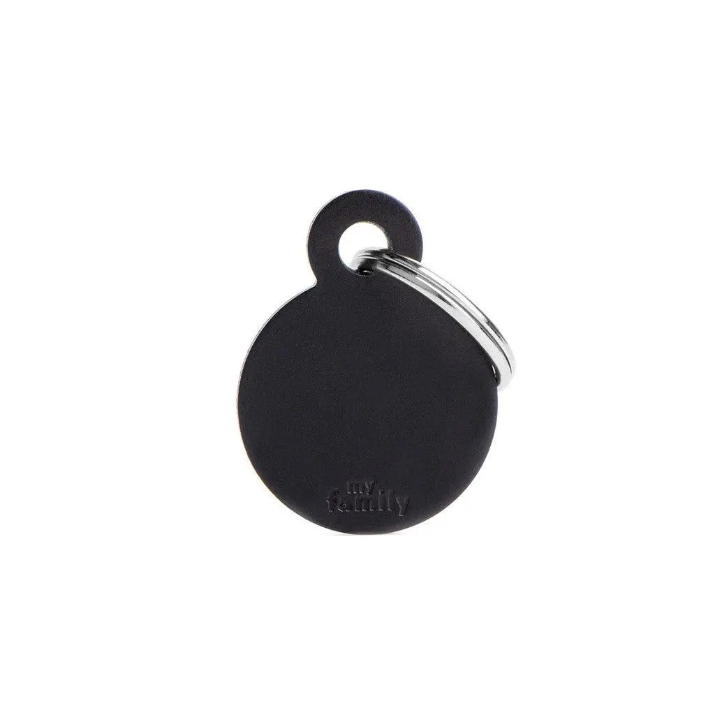 MyFamily Engraving Pet Tag - BASIC ALUMINUM SMALL ROUND BLACK - PAWMART.ca