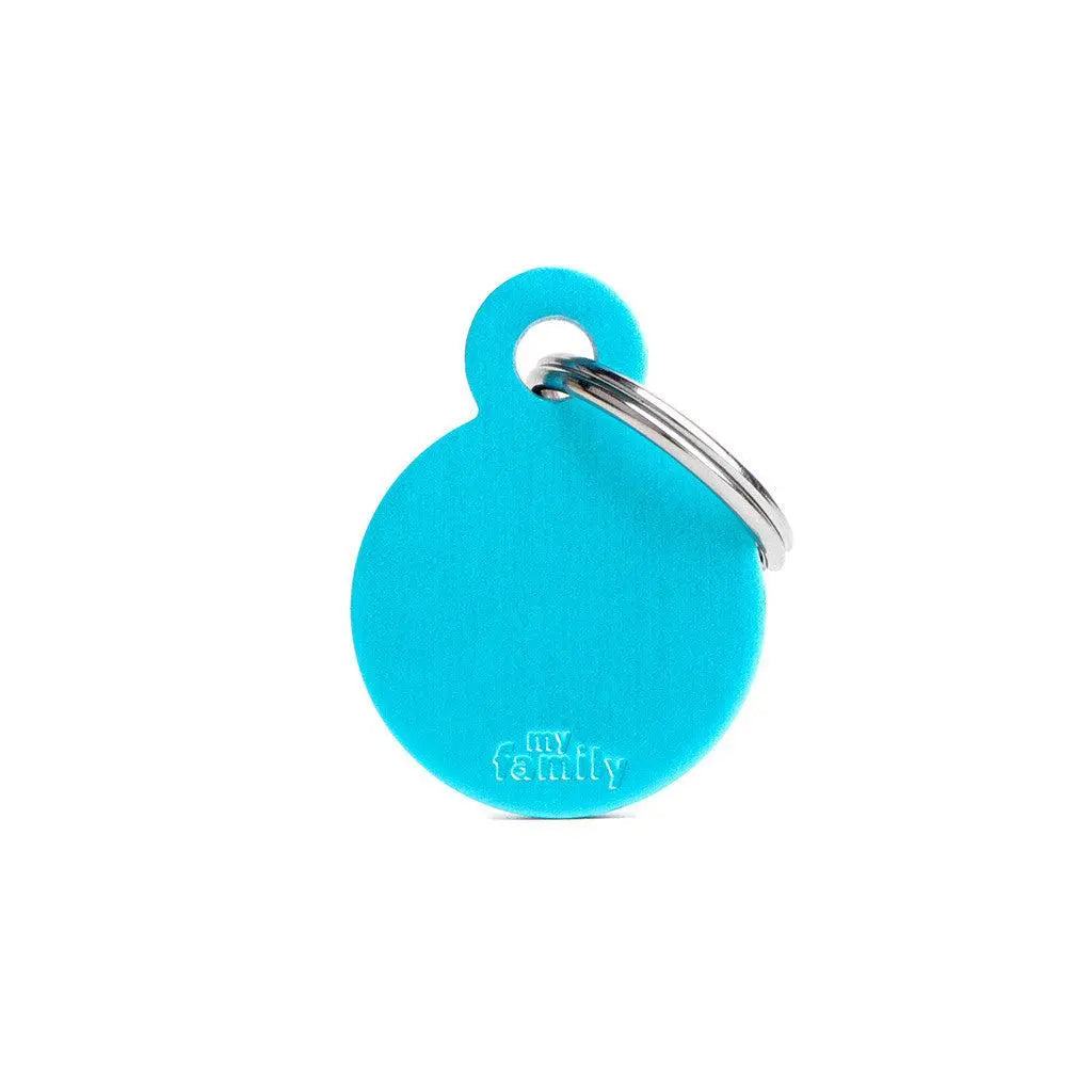 MyFamily Engraving Pet Tag - BASIC ALUMINUM SMALL ROUND LIGHT BLUE - PAWMART.ca