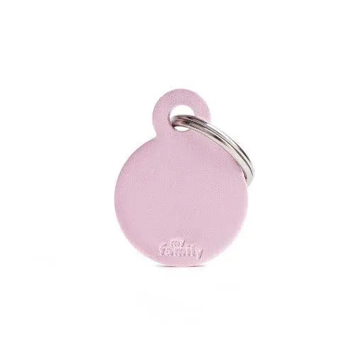 MyFamily Engraving Pet Tag - BASIC ALUMINUM SMALL ROUND PINK - PAWMART.ca