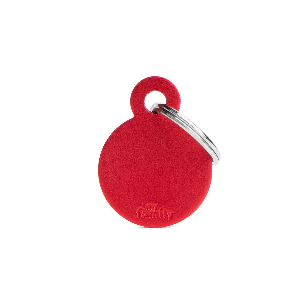 MyFamily Engraving Pet Tag - BASIC ALUMINUM SMALL ROUND RED MyFamily