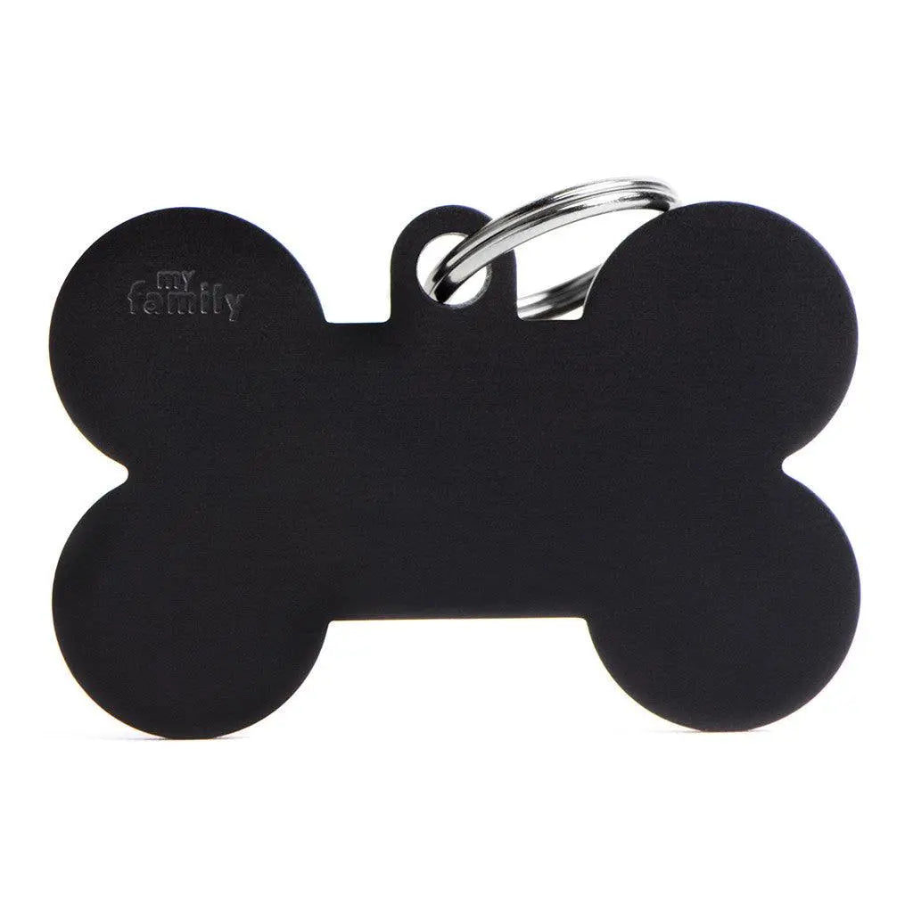 MyFamily Engraving Pet Tag - BASIC ALUMINUM XL BONE  BLACK - PAWMART.ca