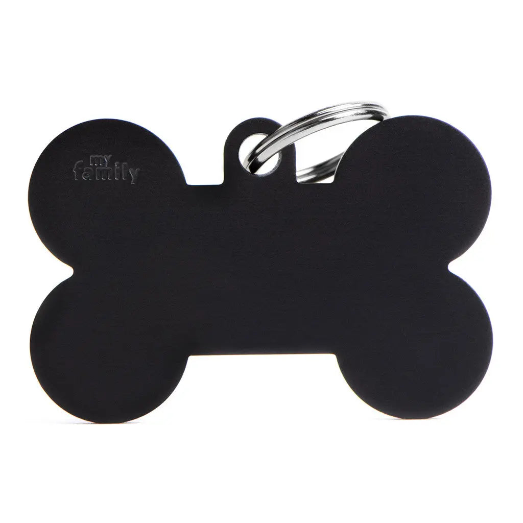 MyFamily Engraving Pet Tag - BASIC ALUMINUM XL BONE  BLACK MyFamily