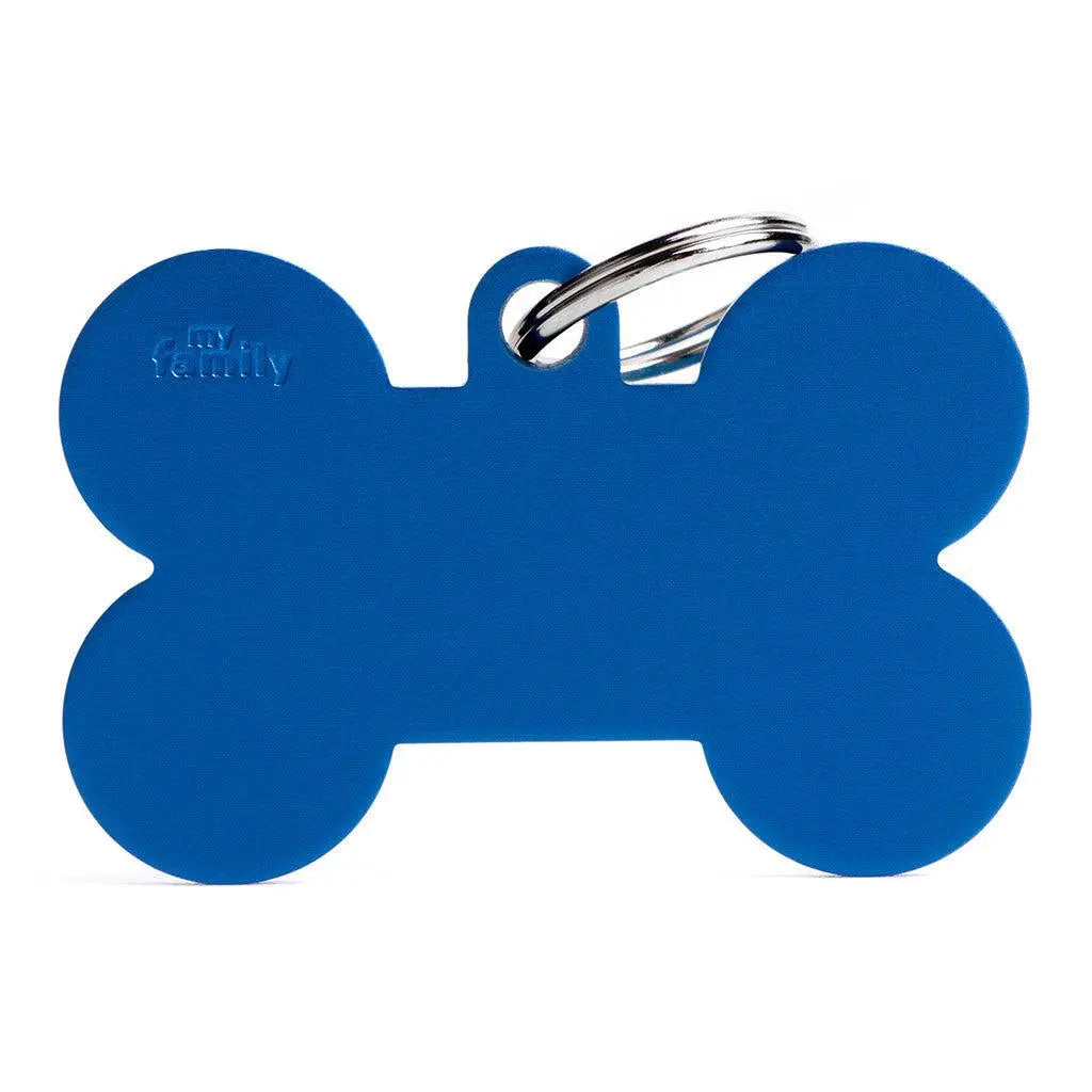 MyFamily Engraving Pet Tag - BASIC ALUMINUM XL BONE BLUE - PAWMART.ca