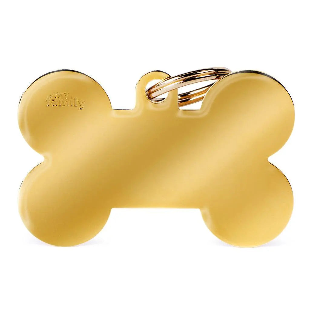 MyFamily Engraving Pet Tag - BASIC ALUMINUM XL BONE GOLD - PAWMART.ca