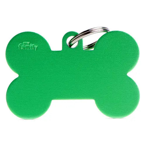 MyFamily Engraving Pet Tag - BASIC ALUMINUM XL BONE GREEN MyFamily