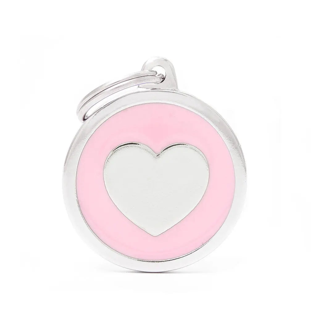 MyFamily Engraving Pet Tag - CLASSIC CIRCLE HEART - PINK BIG CIRCLE HEART MyFamily