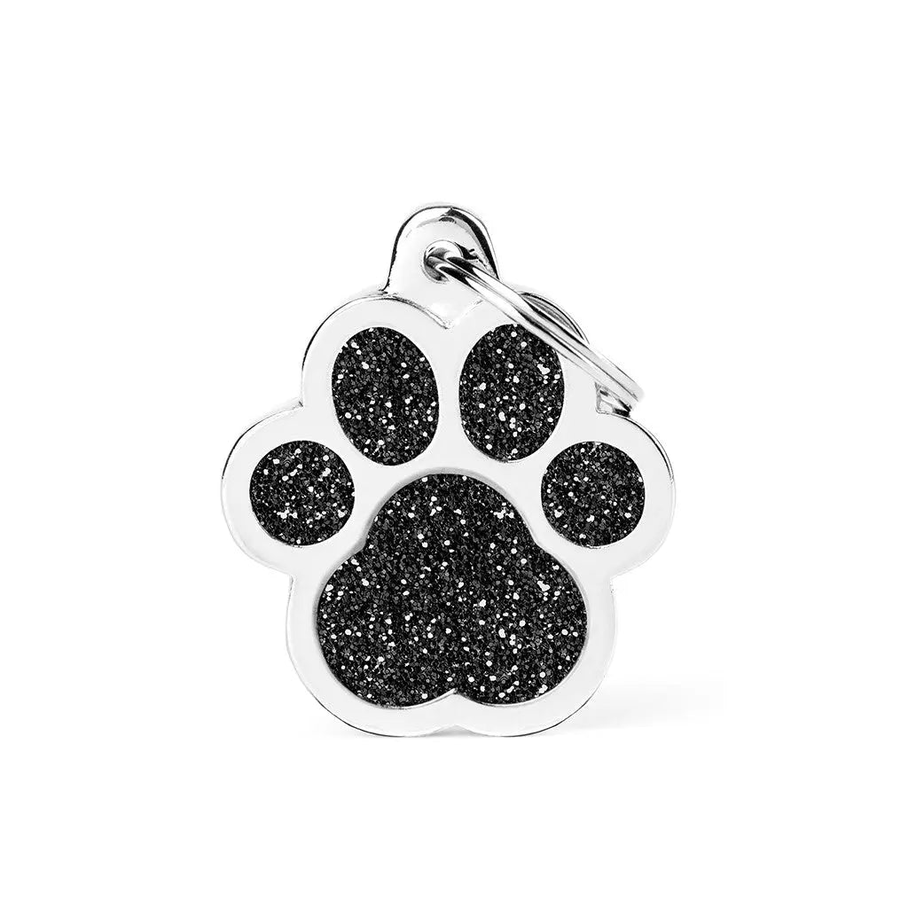 MyFamily Engraving Pet Tag - GLITTER BIG PAW - BIG PAW GLITTER BLACK MyFamily