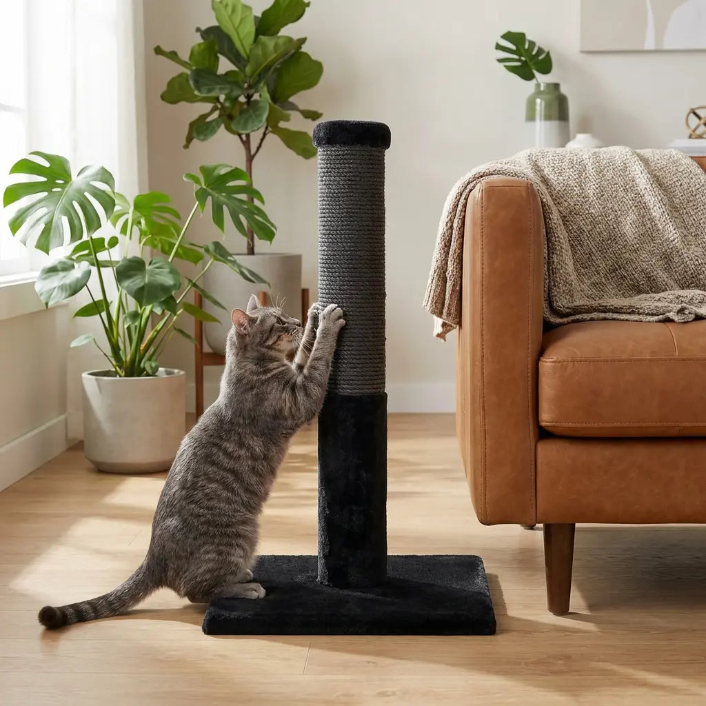 Noba Classic 28" Scratching Post - Black Faux Fur Noba Animal Co.