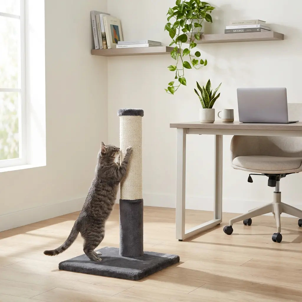 Noba Classic 28" Scratching Post - Grey Faux Fur Noba Animal Co.