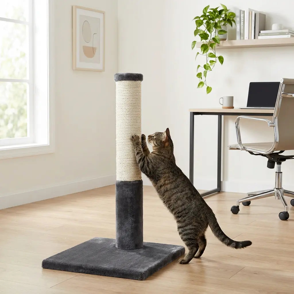 Noba Classic 28" Scratching Post - Grey Faux Fur Noba Animal Co.