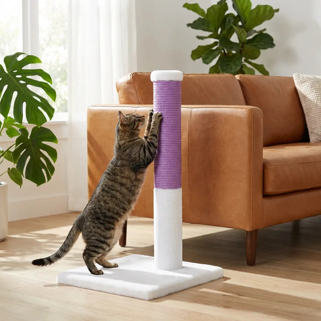Noba Classic 28" Scratching Post - White Faux Fur Noba Animal Co.
