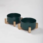 PAWMART - Dog Bowl with Wooden Stand - PAWMART.ca