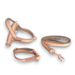 Peach real Leather One-Click Dog Harness Puccissimé Pet Couture