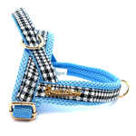Prince Houndstooth Blue One-Click Dog Harness Puccissimé Pet Couture