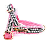 Princess Houndstooth Pink One-Click Dog Harness Puccissimé Pet Couture