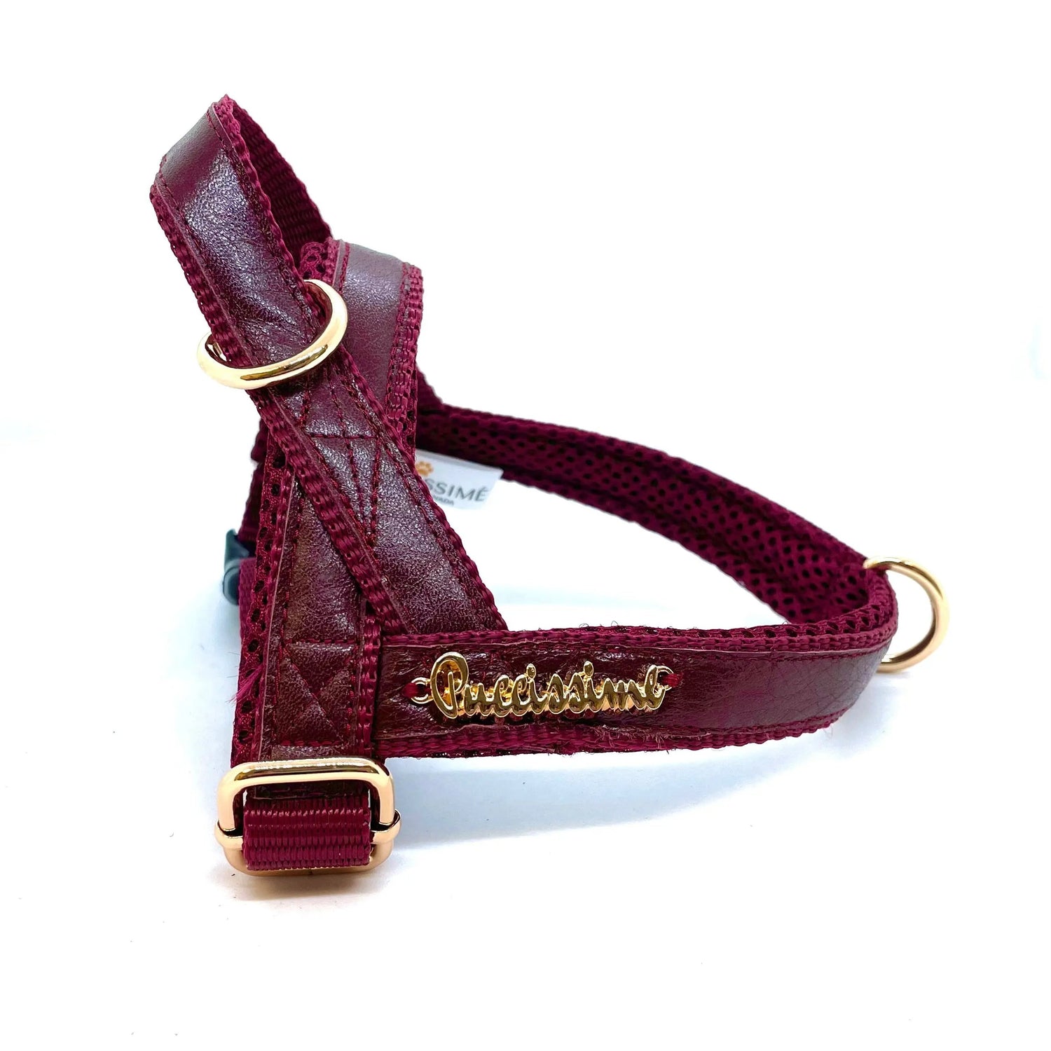 Red Wine One-Click Dog Harness Puccissimé Pet Couture