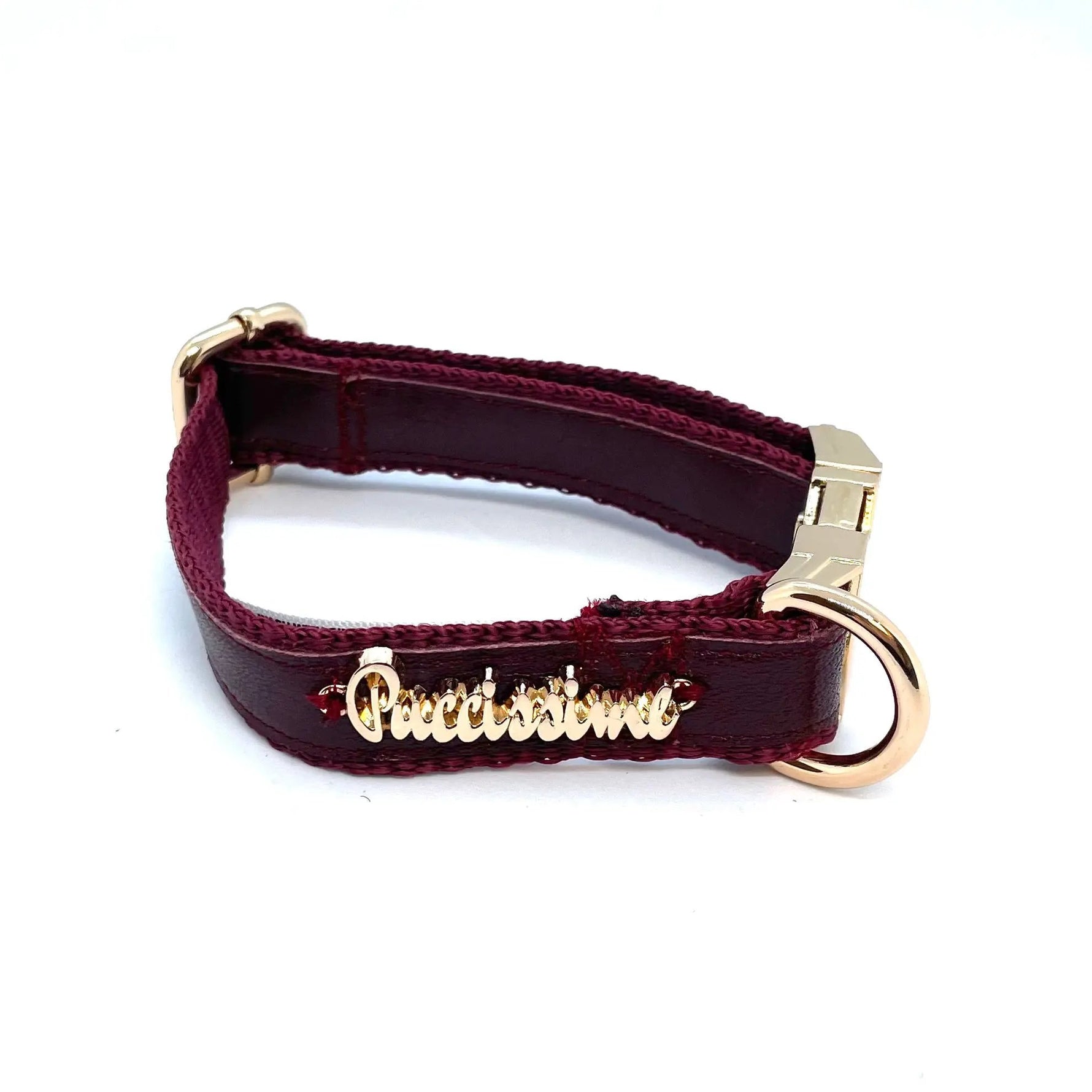 Red Wine collar Puccissimé Pet Couture