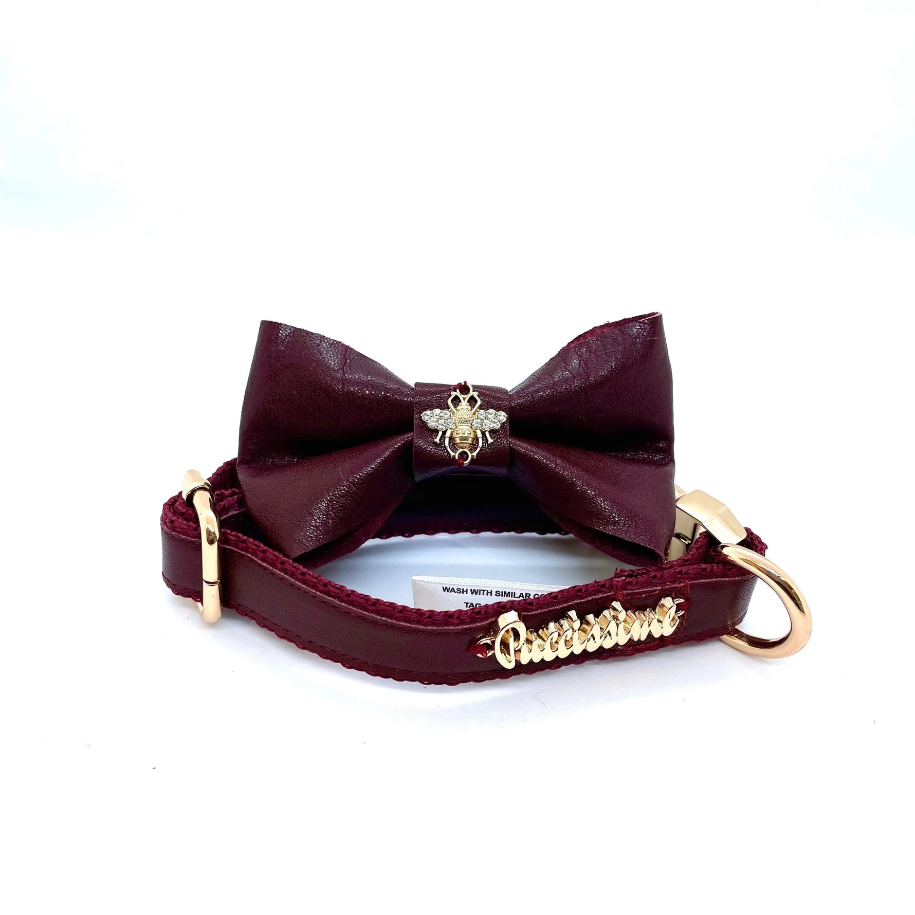 Red Wine collar Puccissimé Pet Couture