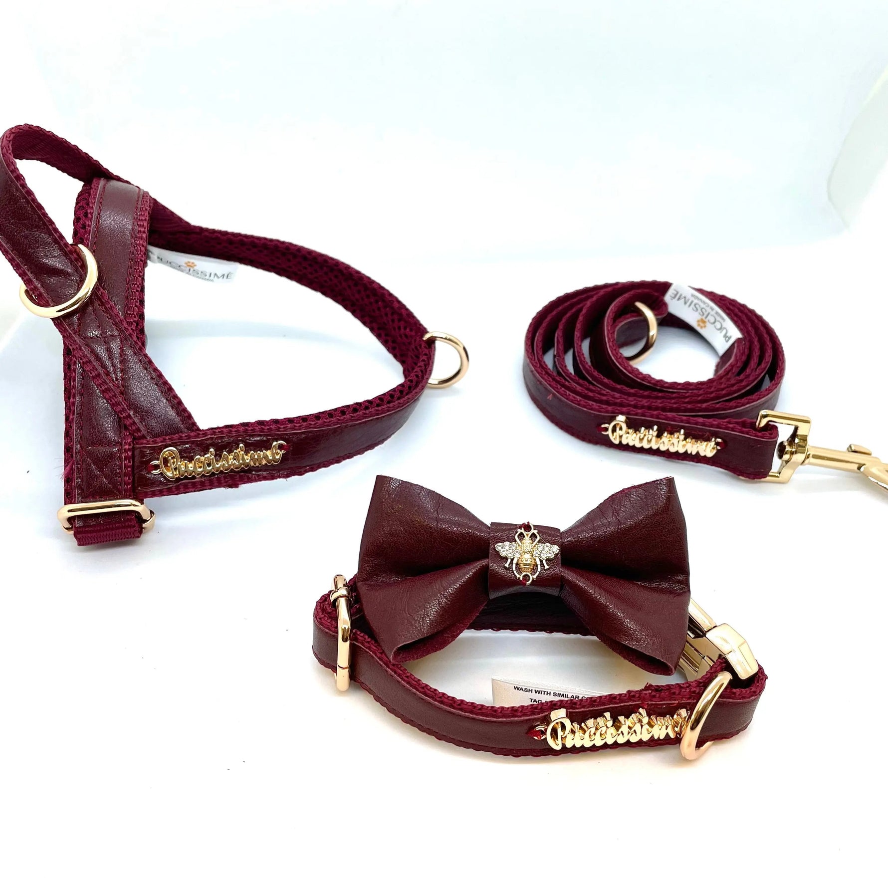 Red Wine collar Puccissimé Pet Couture