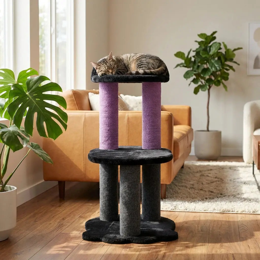 Relaxation - 2-Level Cat Tree - Black Faux Fur Noba Animal Co.