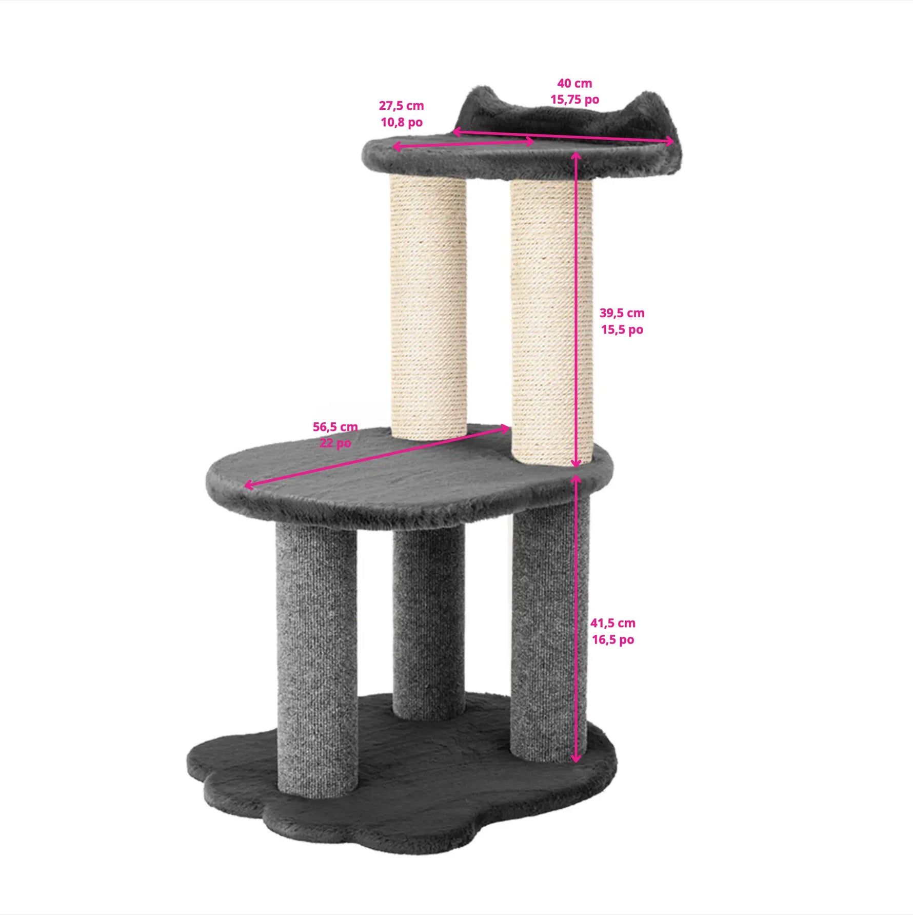 Relaxation - 2-Level Cat Tree - Black Faux Fur Noba Animal Co.